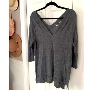 Blue/Grey Extra Fine Merino 3/4 Sleeve Sweater